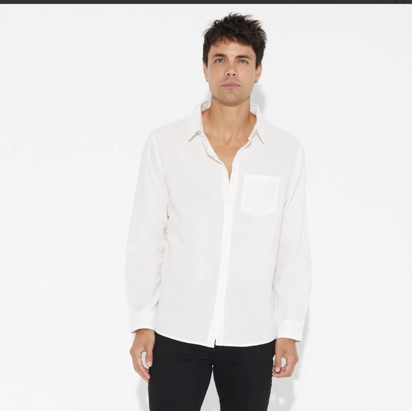 NWT Linen Cotton Button Down Shirt - Picture 3 of 5